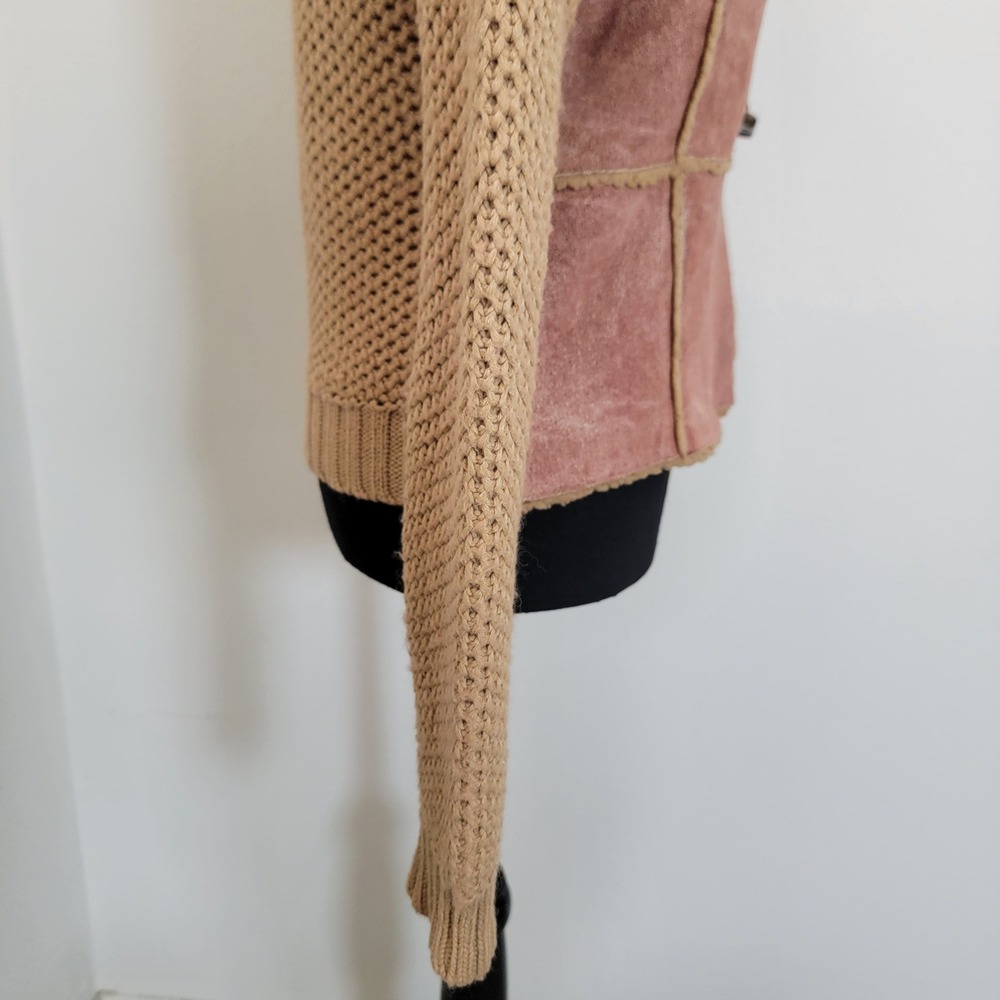 VTG Y2K Wool Faux Shearling Knit Toggle Cardigan Jacket Large Retro Boho Western - Picture 13 of 16